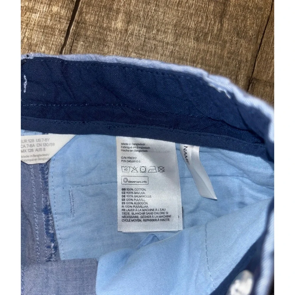 H&M Boys Blue Linen Blend Chino Shorts Size 7-8Y Dress Shorts Light Blue‎